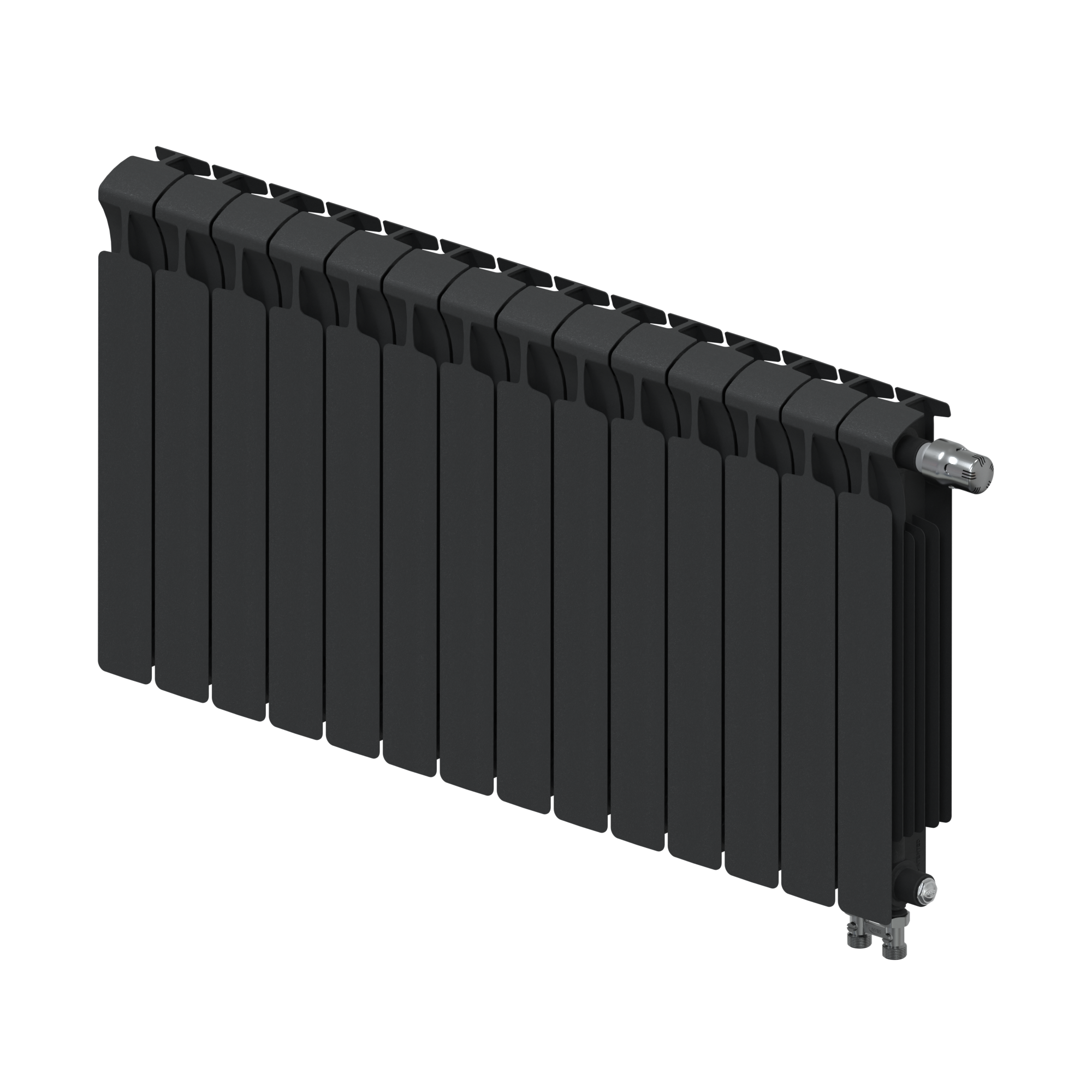 Радиатор биметаллический RIFAR MONOLIT VENTIL 500 MVR 14 секций (Антрацит) нижнее правое подключение