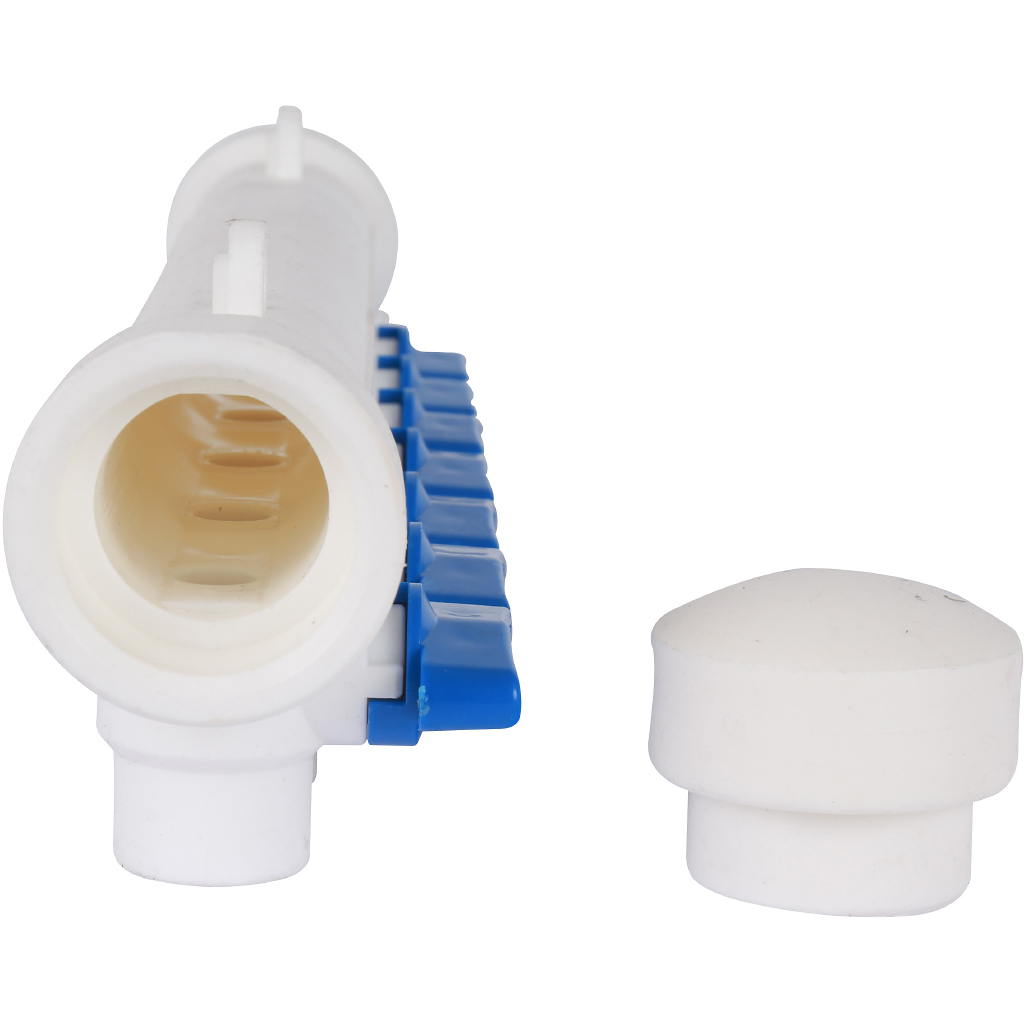 Kalde Коллектор с запорными кранами для полипропиленовых труб (7 выходов) цвет ручек синий