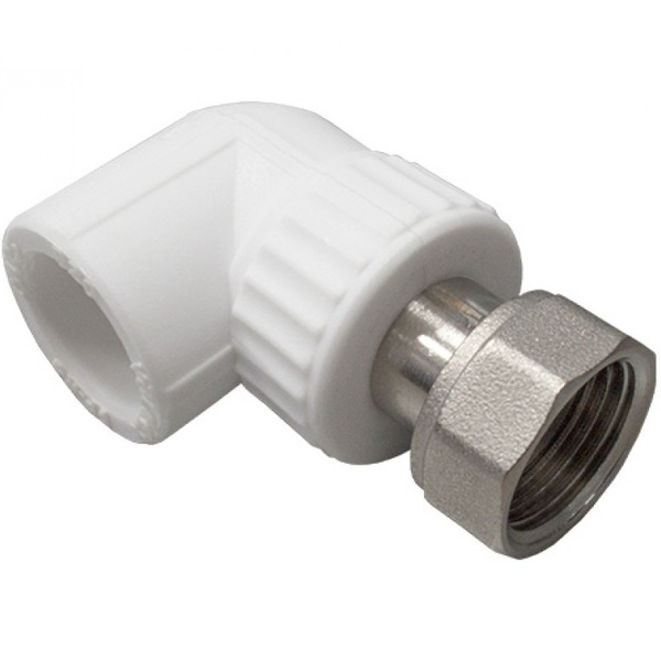 Угольник комбинированный VALFEX PP-R Dn25х1" с накидной гайкой (белый)