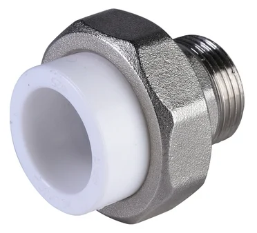 Муфта разъемная Политэк 25х3/4" НР для полипропиленовых труб (сварка) белая