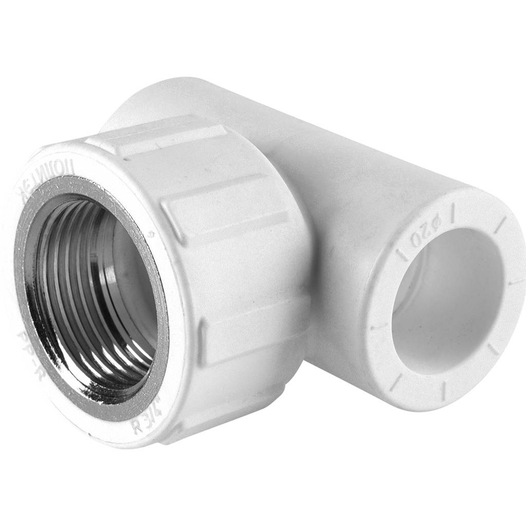 Тройник Политэк 20х3/4" ВР для полипропиленовых труб (сварка) белый