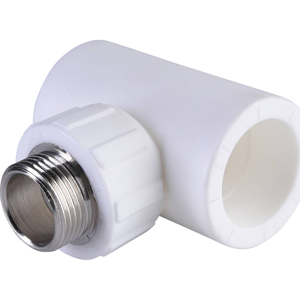 Тройник Политэк 32х3/4" НР для полипропиленовых труб (сварка) белый