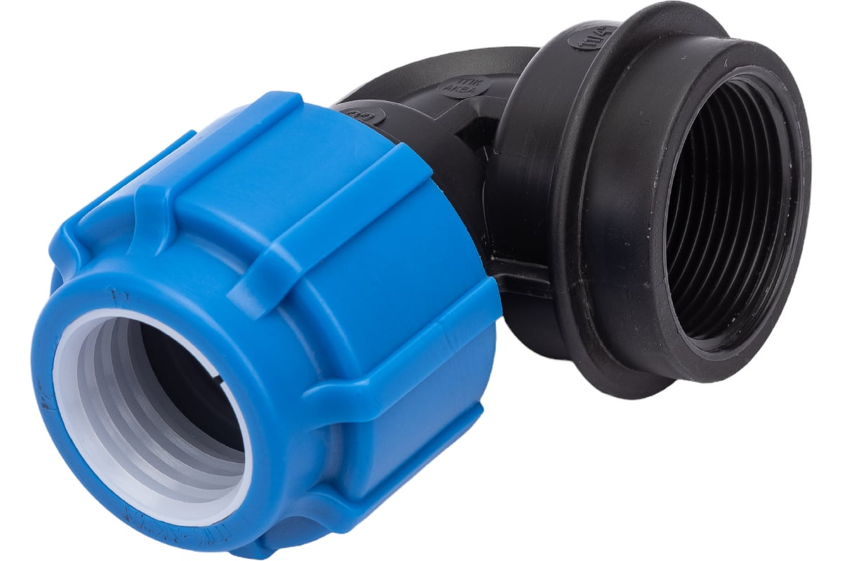 Отвод компрессионный ТПК-АКВА ПЭ Дн63х1 1/4"х90° ВР