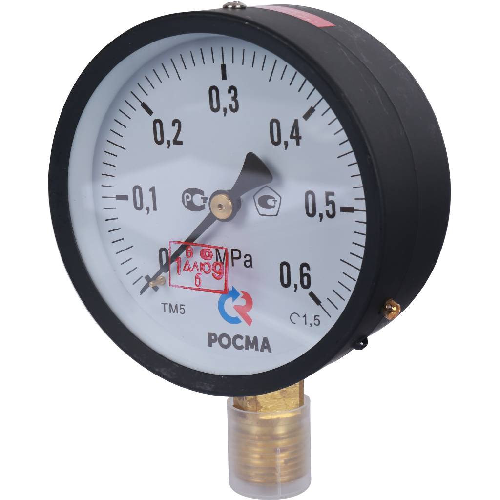 Манометр Росма ТМ-510Р.00 0-0,6МПа G1/2 1,5 общетехнический стандартный (радиальный)