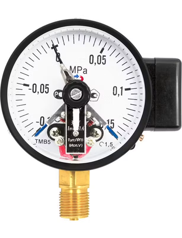 Манометр Росма ТМ-510Р.05 Дк100мм 0-0,6 МПа кл.1,5 G1/2" с электроконтактной приставкой сигнализир.