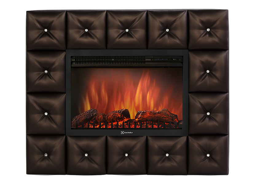 Каминокомплект Electrolux EFP/P-3020LS с порталом Firelight Crystal 30 (тёмная экокожа)