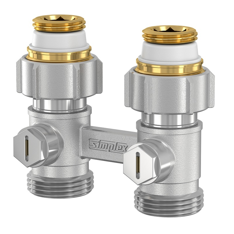 Узел нижнего подключения Simplex Exclusive Line D1/50 1/2x3/4" прямой с соединительными ниппелями