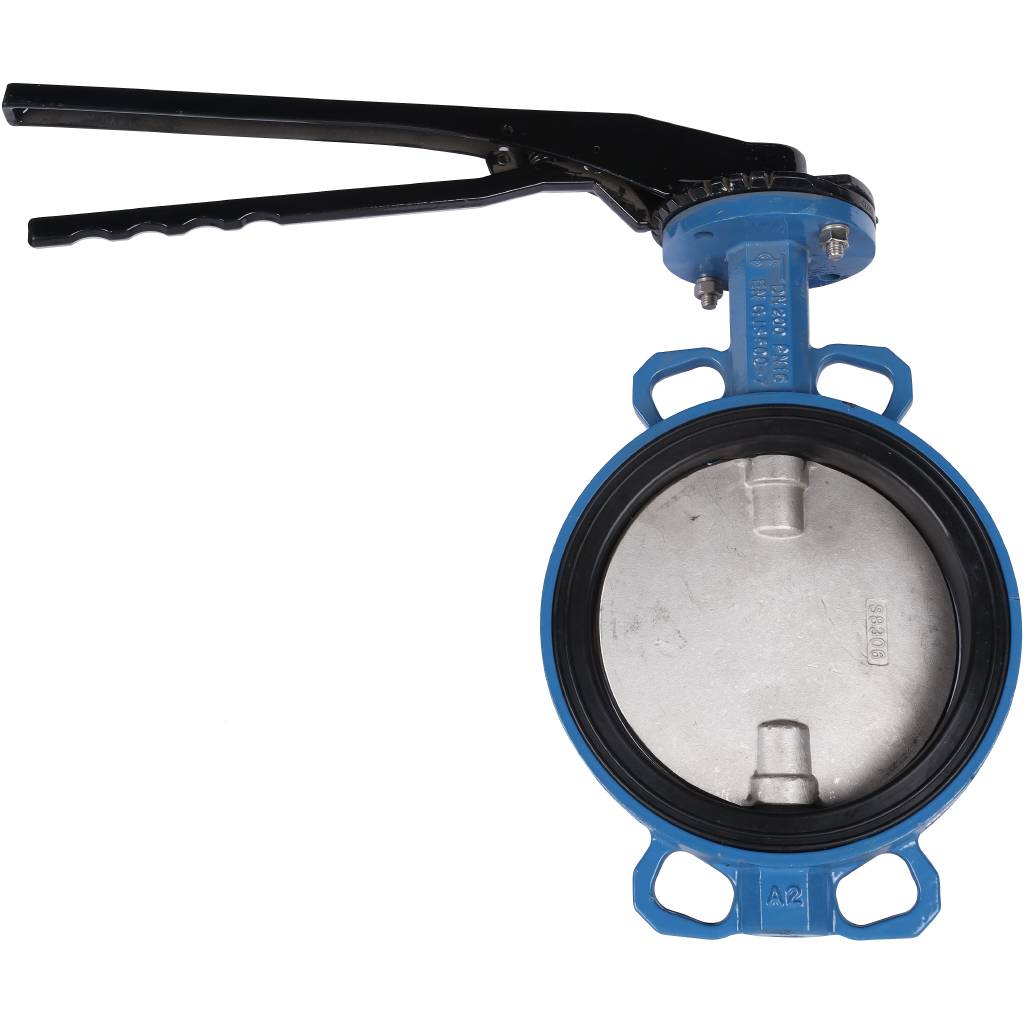 Дисковый поворотный затвор Tecofi Ду200 межфланцевый с ручкой (диск-нерж. сталь)