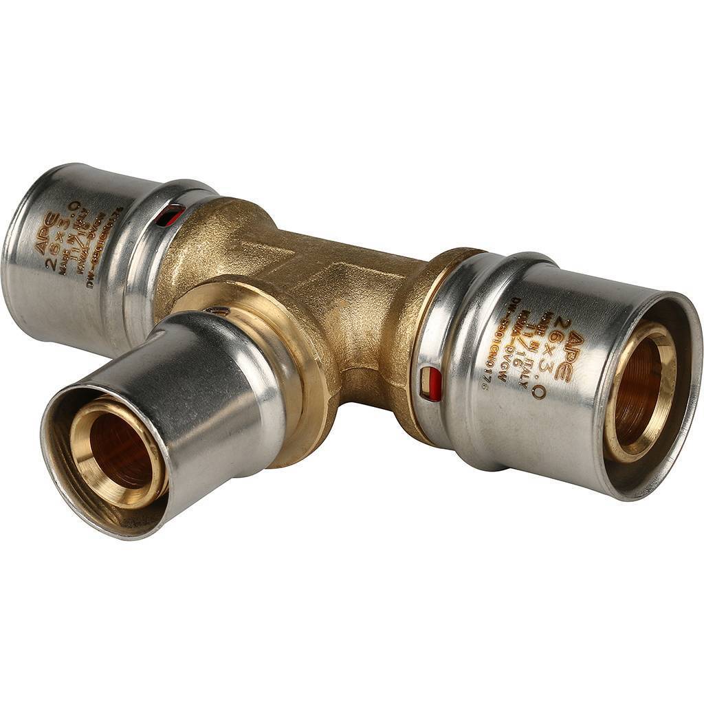 Тройник STOUT 26х20х26 переходной для металлопластиковых труб (прессовой)