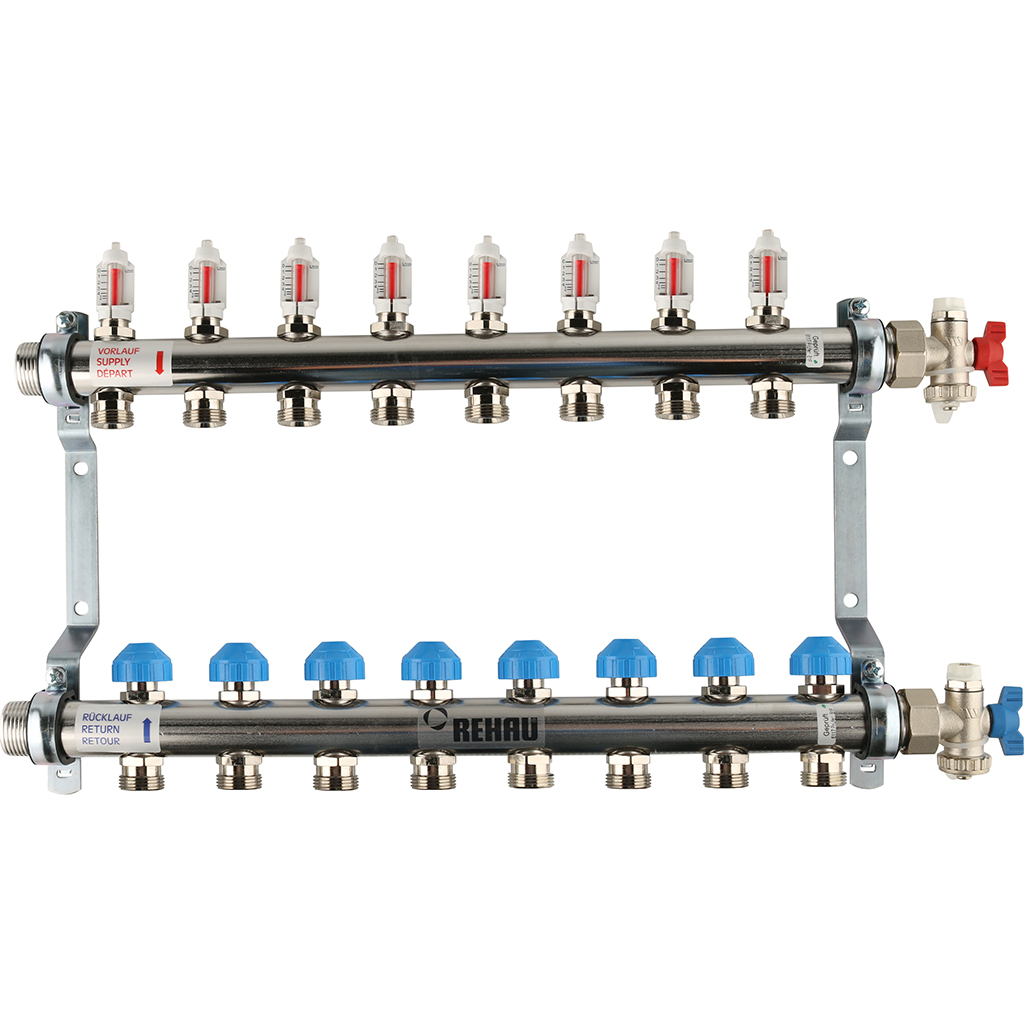 REHAU Распределительный коллектор HKV-D на 8 контуров (нерж .сталь) (ДОПОЛНИТЕЛЬНО ВЫПИСАТЬ 208122-0