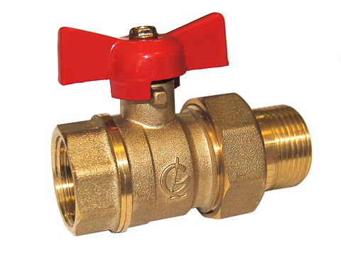 Кран шаровой ГАЛЛОП Стандарт 232 Ду20 Ру40 ВР/американка полнопроходной (бабочка красная)
