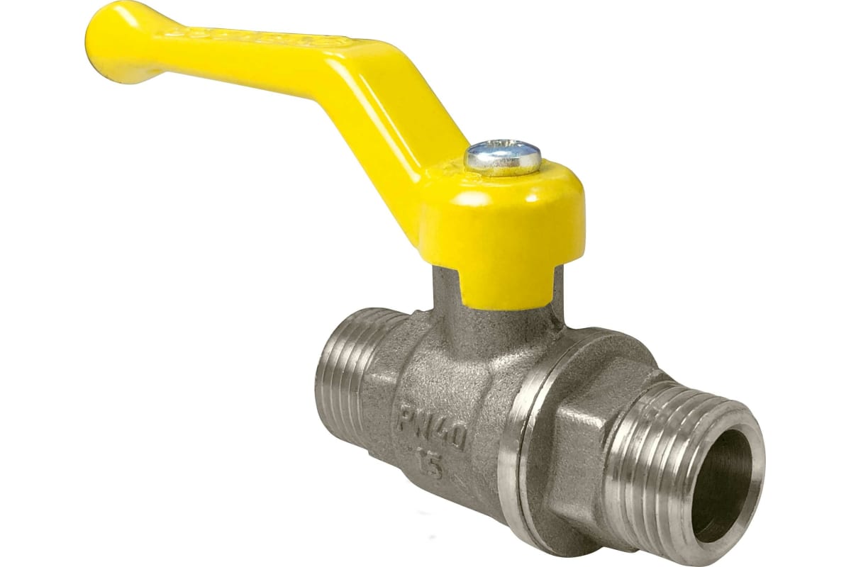 Кран шаровой VALFEX Ду20 НР/НР Ру40 для газа полнопроходной (никелированный, рычаг)