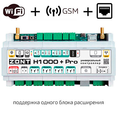 Универсальный контроллер ZONT H1000+ PRO GSM / Wi-Fi / Etherrnet