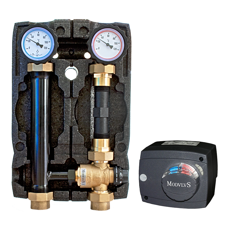 Насосная группа HOOBS DN25 без насоса (с 3-х ходовым клапаном и сервоприводом) (3-х позиционный  120