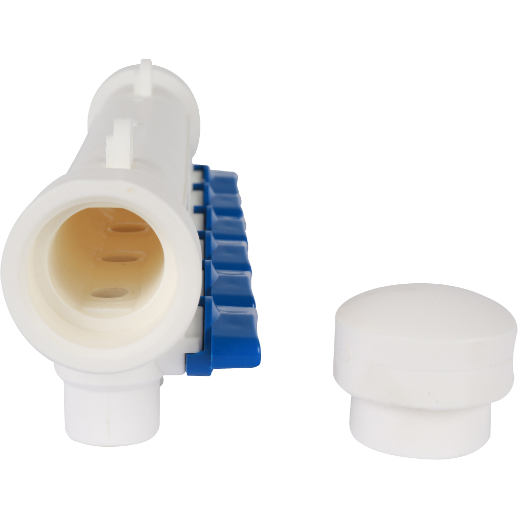 Kalde Коллектор с запорными кранами для полипропиленовых труб (6 выходов) цвет ручек синий