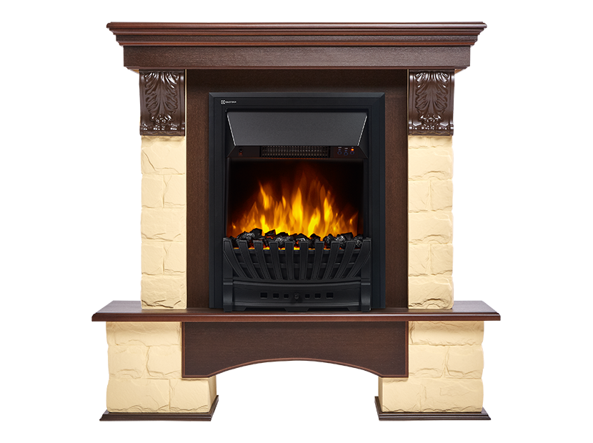 Портал Firelight Forte Classic (камень бежевый, шпон темный дуб)