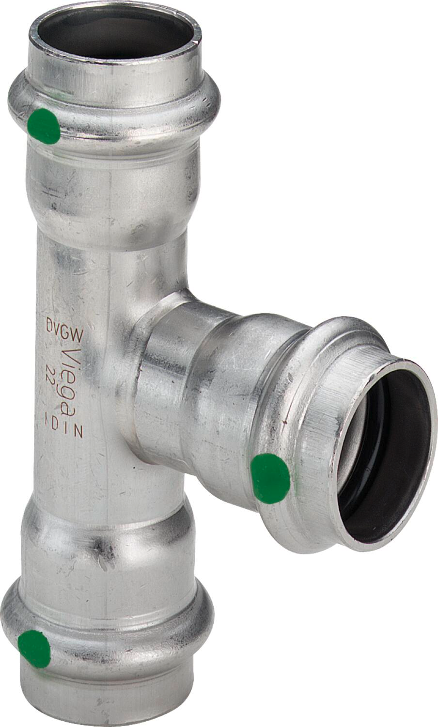 Тройник Viega Sanpress Inox с SC-Contur 42х28х42мм нержавеющая сталь