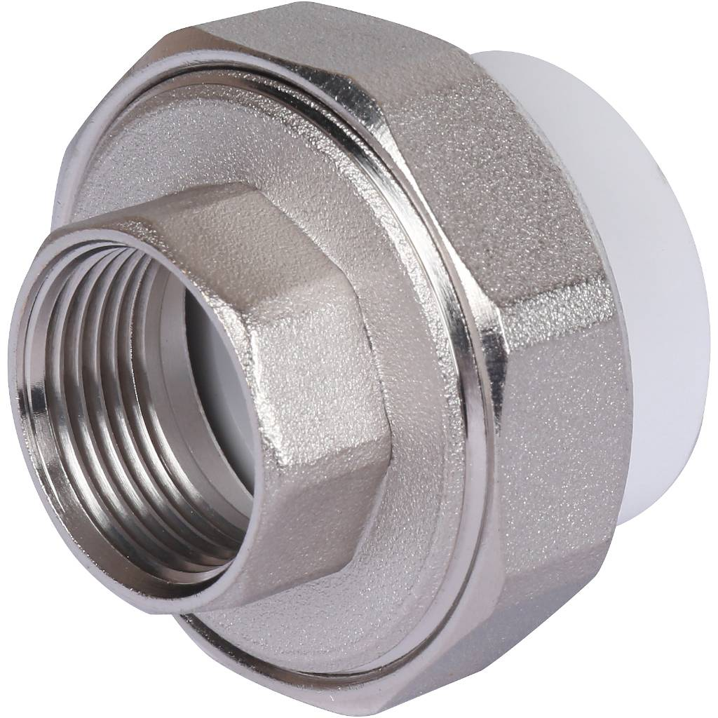 Муфта разъемная Политэк 32х3/4" ВР для полипропиленовых труб (сварка) белая