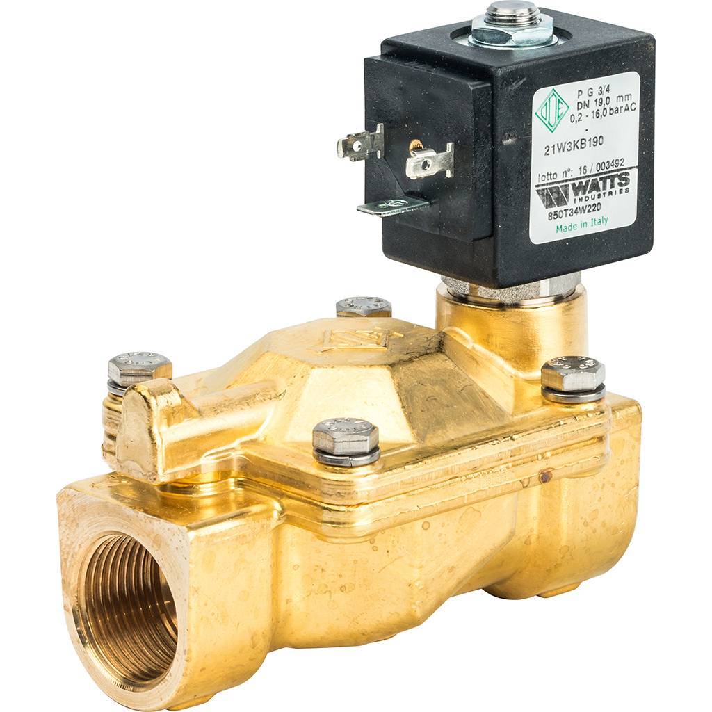 Watts 850Т (850T34W220) Соленоидный клапан для систем водоснабжения 3/4" 230V Н.З.