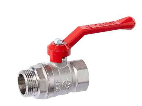 Кран шаровой ГАЛЛОП Стандарт 221 Ду20 Ру40 ВР/НР (рычаг красный) никель