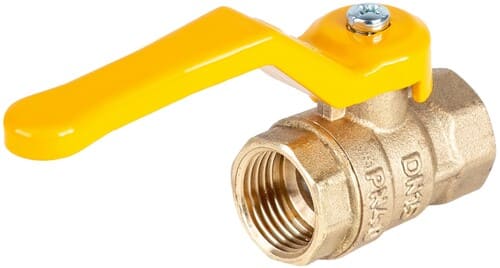 Кран шаровой Dist Стандарт Ду20 Ру40 ВР для газа полнопроходной (рычаг желтый)