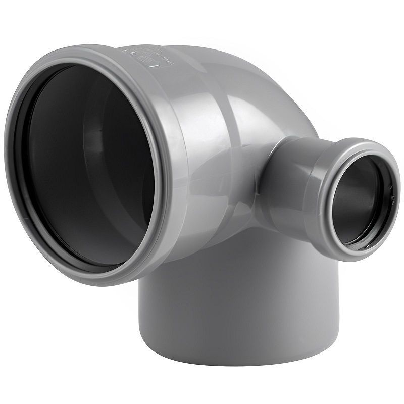 Отвод РосТурПласт PP-H Дн110х50х87° правый внутренняя канализация (серый)