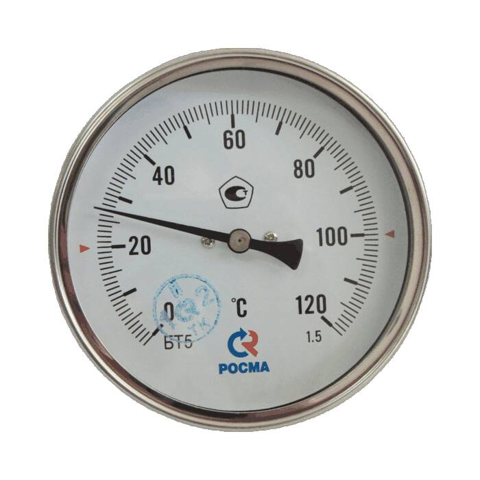 Термометр биметаллический Росма БТ-51.211 Дк100 200°С L=100мм G1/2" с погружной гильзой (осевой)