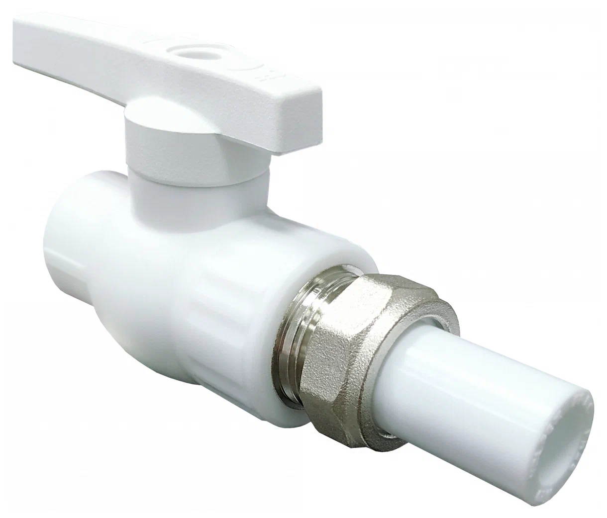 Кран шаровой VALFEX PP-R Dn25 полнопроходной с односторонним разъемным соединением (белый)