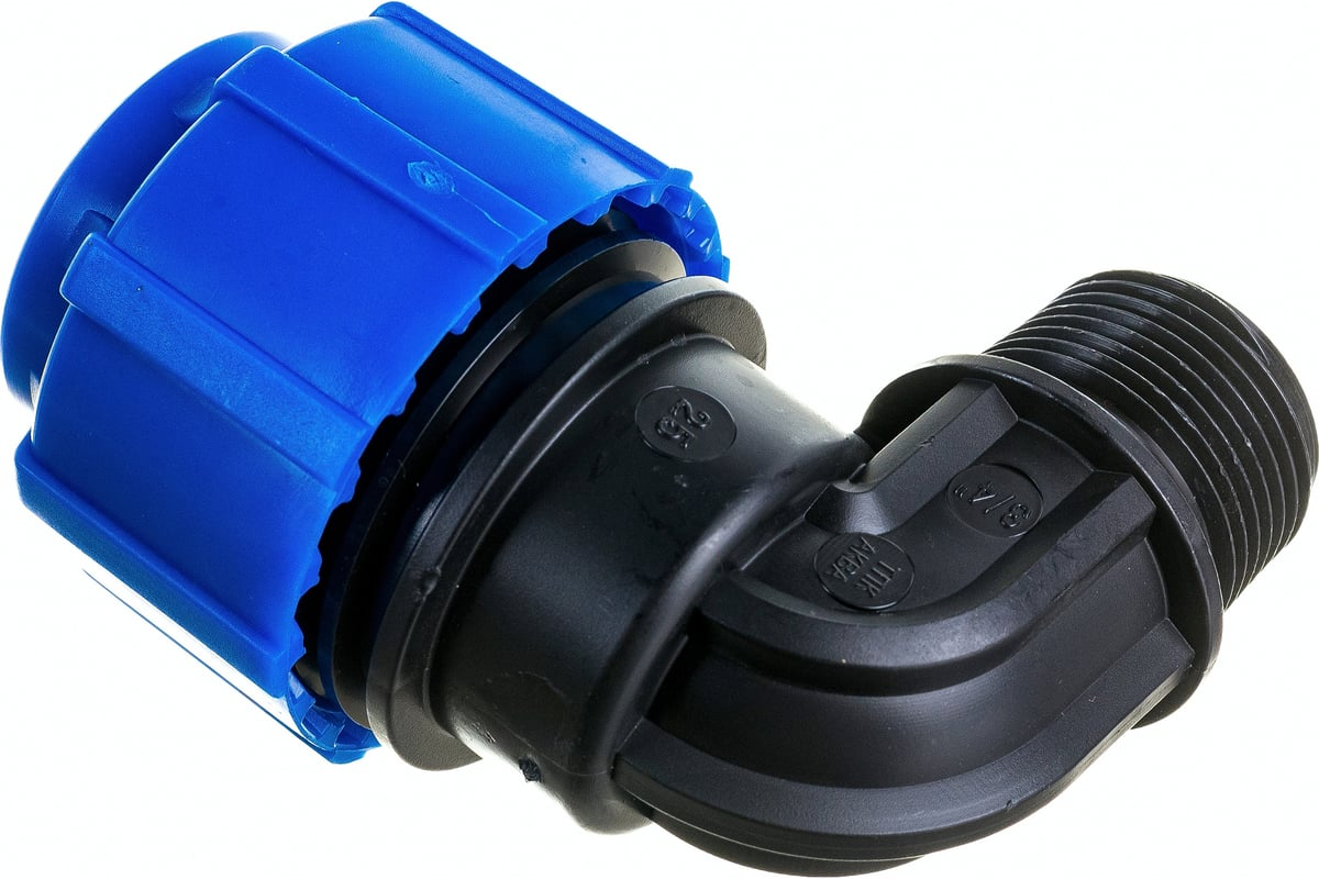 Отвод компрессионный ТПК-АКВА ПЭ Дн25х3/4"х90° НР