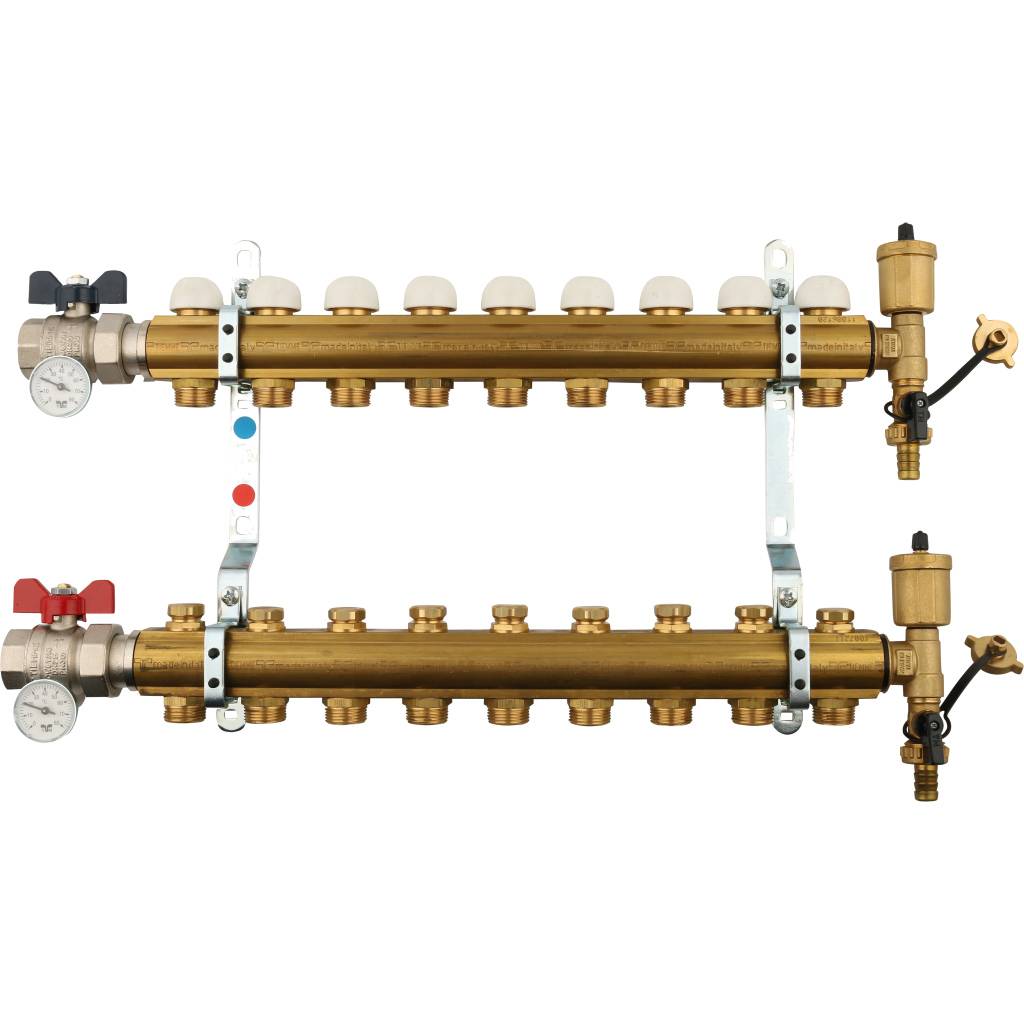 Коллекторная группа TIEMME 1"x3/4 EK на 9 выходов