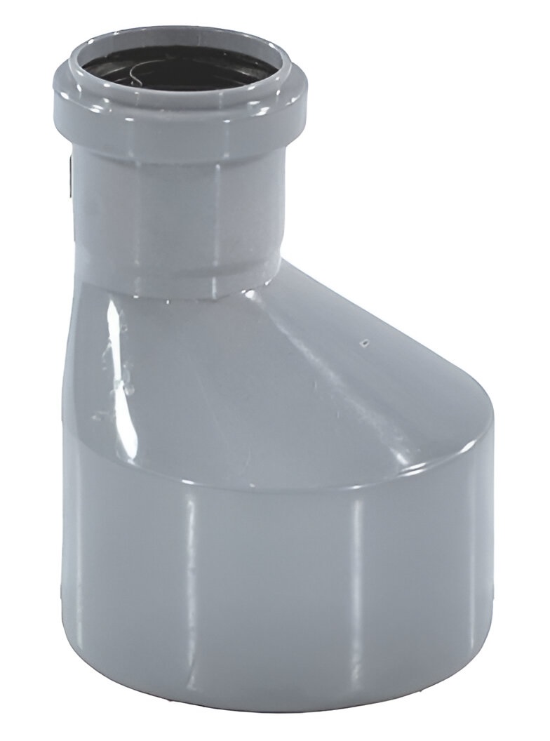 Переход (редукция) эксцентрический РосТурПласт PP-H Дн110х50 для внутренней канализации (серый)