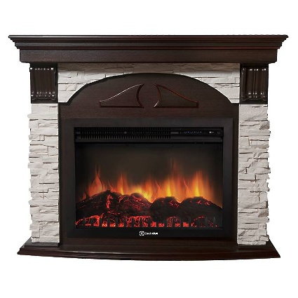 Портал Firelight Torre 25U угловой (камень белый, шпон темный дуб)