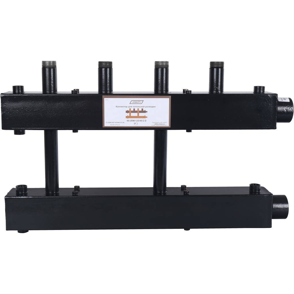Распределительный коллектор Askon ДУБЛЕР КК-25М/125/40/2 D на 2 контура (до 360 кВт)
