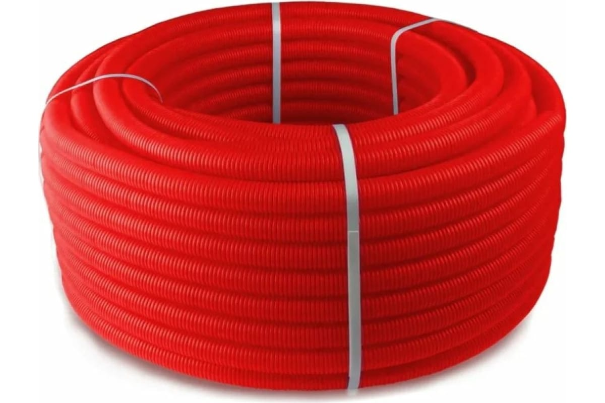 Труба гофрированная РосТурПласт Дн25 для труб 20 (бухта 50 метров) красный