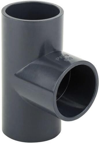 Тройник Aquaviva ПВХ Дн50х90° Ру16  напорный под клеевое соединение (серый)