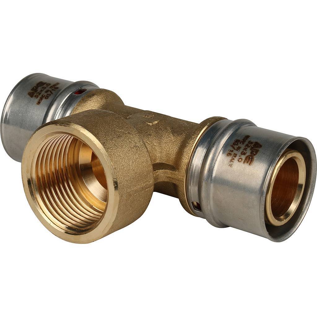 Тройник-переходник STOUT 32х1"х32 с внутренней резьбой для металлопластиковых труб (прессовой)