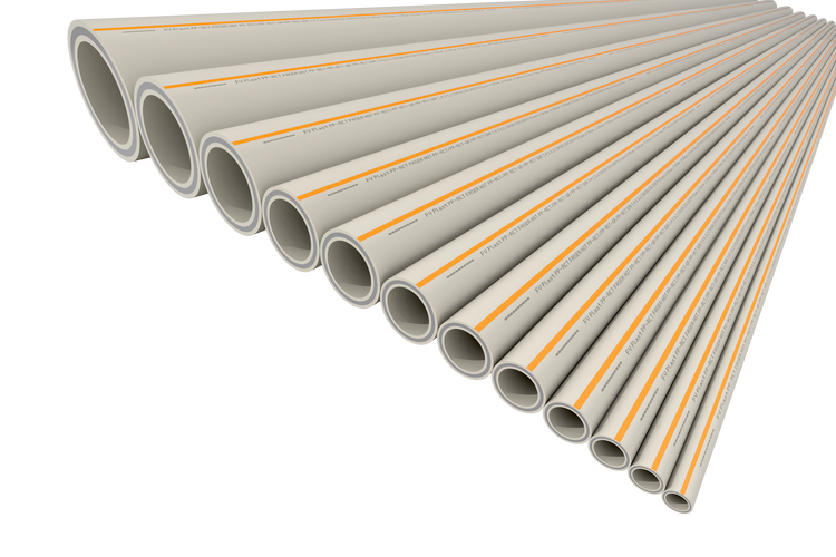 Труба полипропиленовая армированная FV-PLAST PP-RCT Faser HOT 50х5,6 (штанга 4м) оранжевая полоса