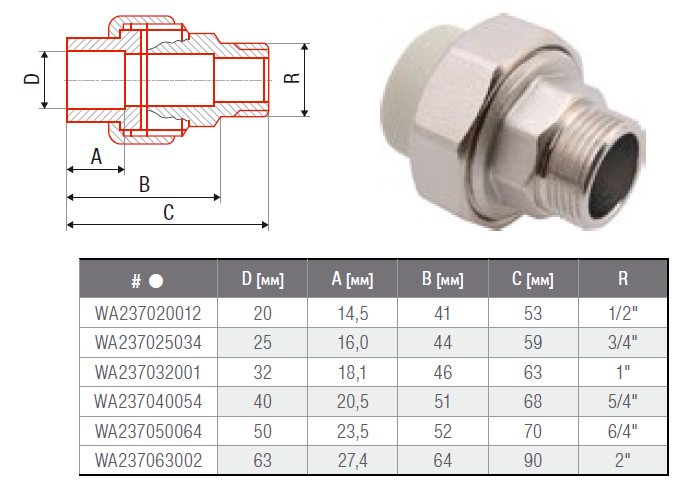 Муфта FV-PLAST 40х1 1/4 с разъемным соединением  (сварка-Н)