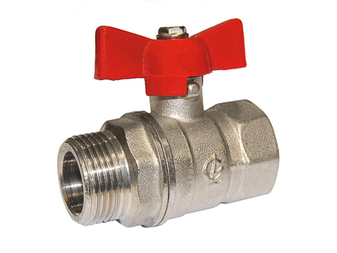Кран шаровой ГАЛЛОП Стандарт 231 Ду20 Ру40 ВР/НР (бабочка красная) никель