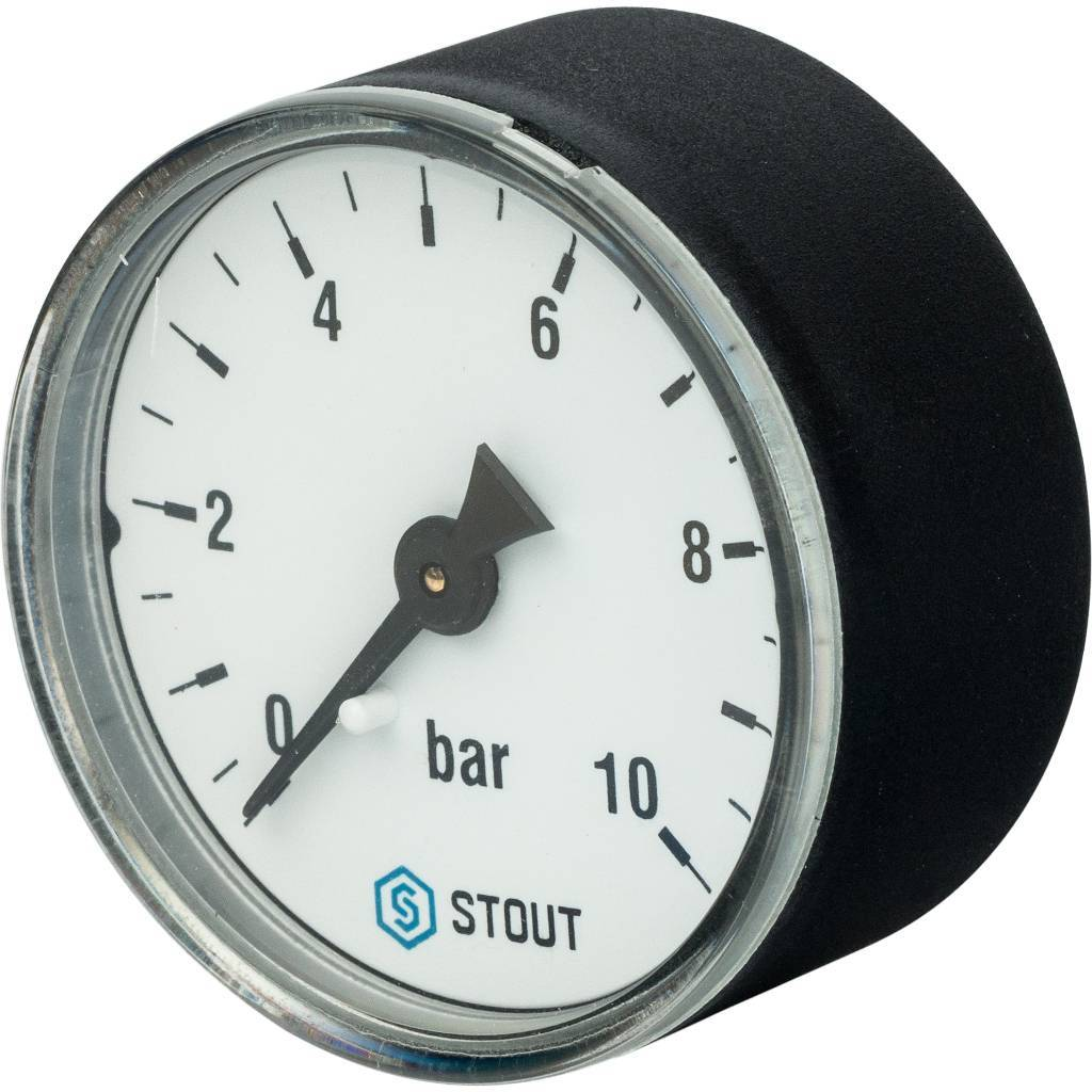 STOUT Манометр аксиальный (корпус Dn 50 мм 1/4", 0...10 бар, кл.2.5)