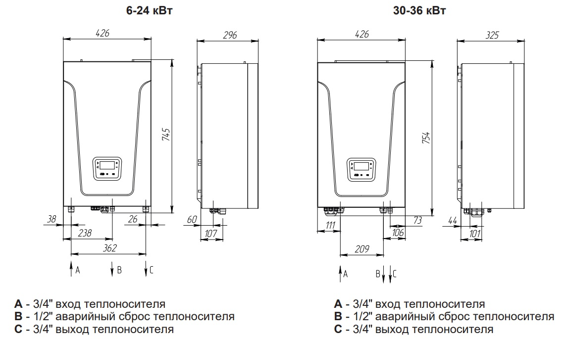 Настенный электрический котел Baxi Ampera Plus 14 (14 кВт, одноконтурный)