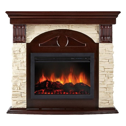 Портал Firelight Torre 26/30S (камень слоновая кость, шпон темный дуб)