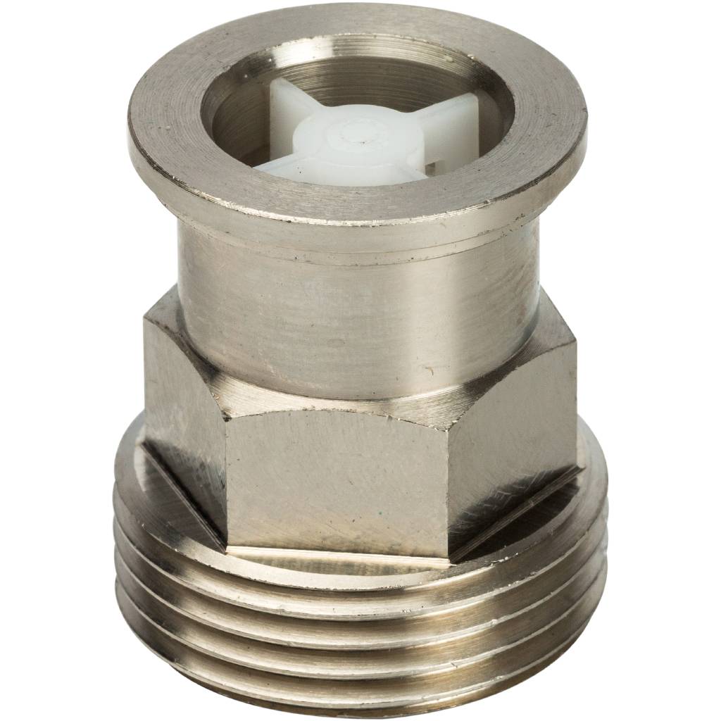 STOUT Разъемное соединение с плоским уплотнением и обратным клапаном (никелированное 1")