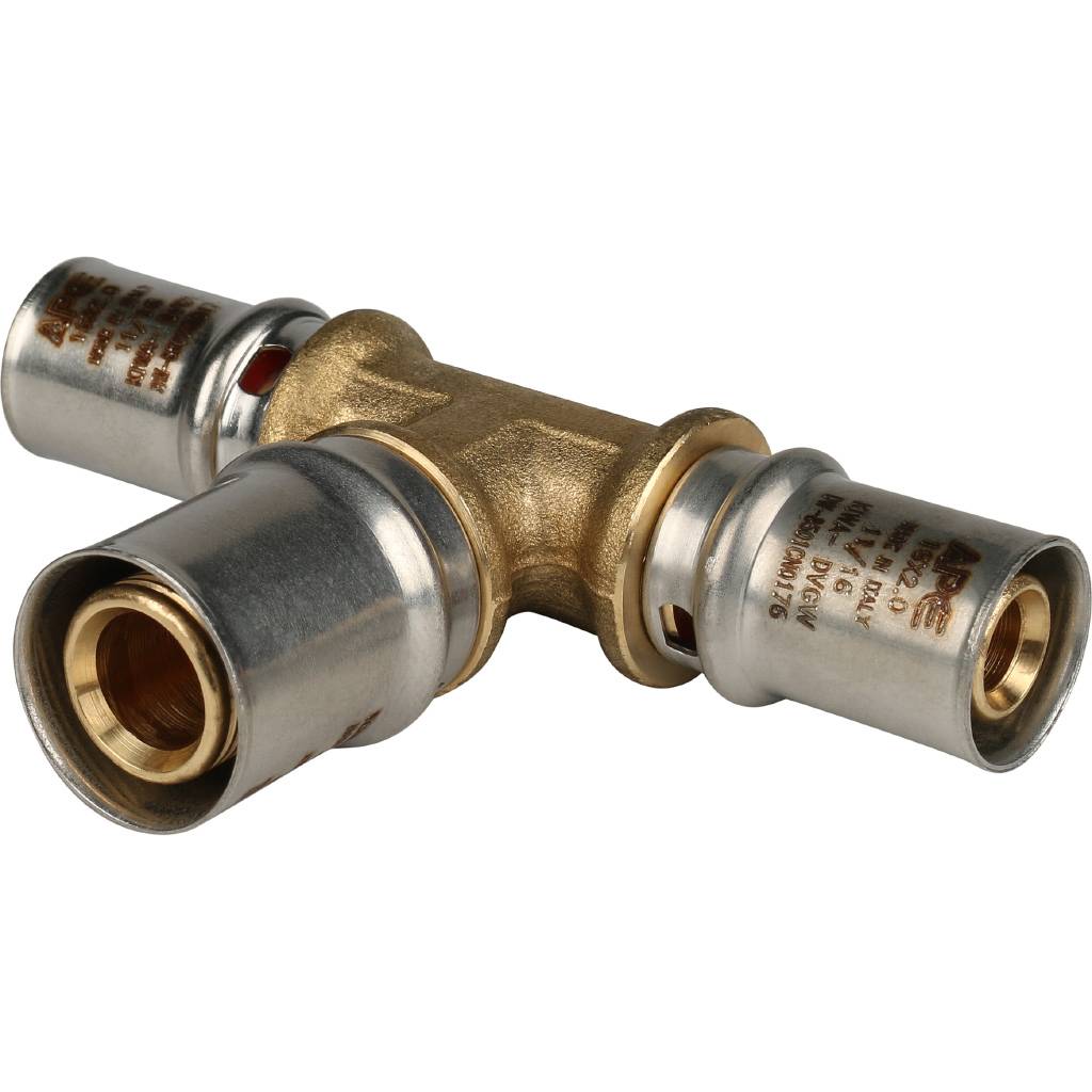 Тройник STOUT 16x20x16 переходной для металлопластиковых труб (прессовой)