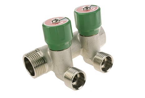 Коллектор модульный ELSEN 3/4", с вентилями, 2 отвода, выход 1/2" НР ПУ