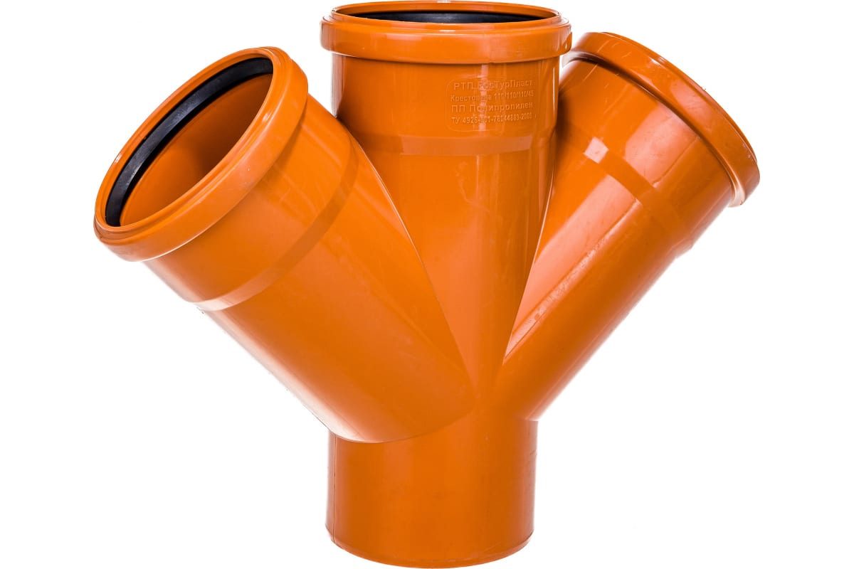 Крестовина одноплоскостная РосТурПласт PP-B Дн110х110х110х45° (рыжий)