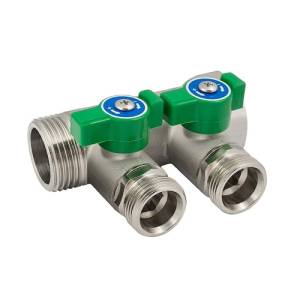 Коллектор модульный ELSEN 3/4", с запорными кранами, 2 отвода, выход 3/4"EK