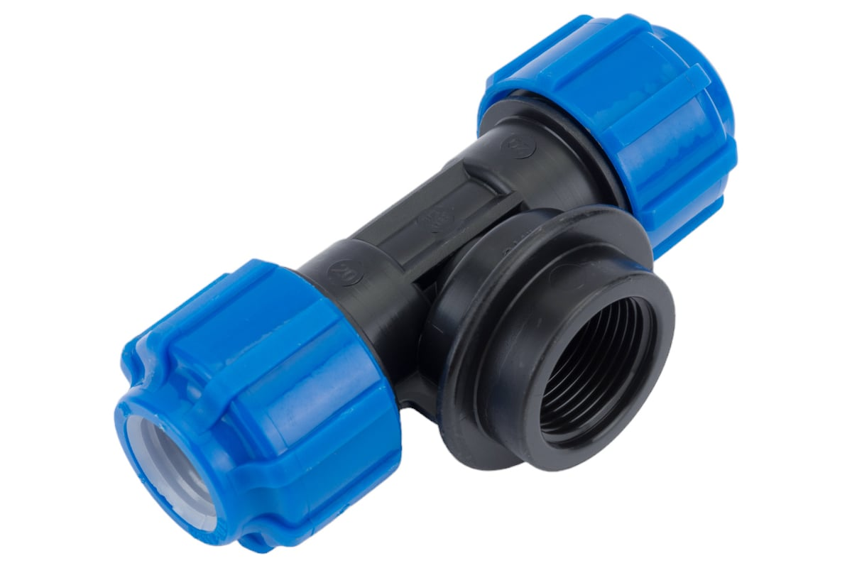 Тройник компрессионный ТПК-АКВА ПЭ Дн20х3/4"х20 ВР
