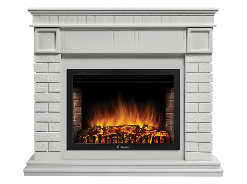 Портал Firelight Bricks 30 (камень белый, белая эмаль)