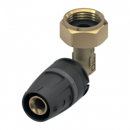 Уголок соединительный TECE TECElogo-Push 90° 16х1/2 с накидной гайкой (DR-латунь)